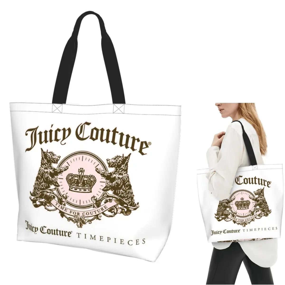 Bolso de compras clásico Juicy Couture, bolso de lona de gran capacidad, bolso de hombro, bolso de compras para mujer