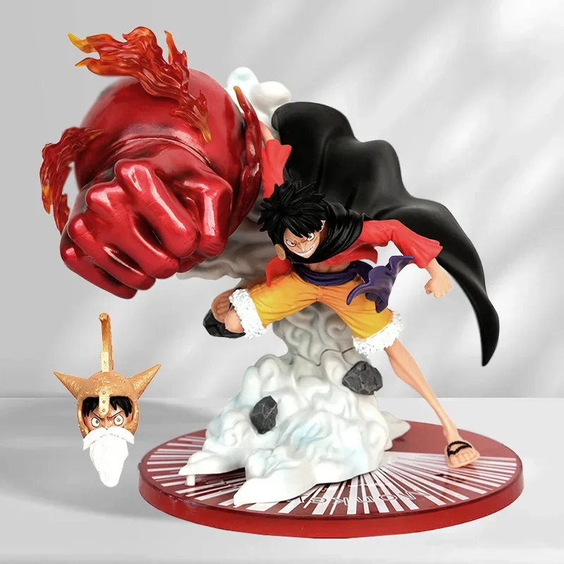 One Piece Monkey D Luffy with 2 Heads Bt Ghost Island Third Gear Big Hand Gk Special Edition Anime Model 25cm Decorative Gift