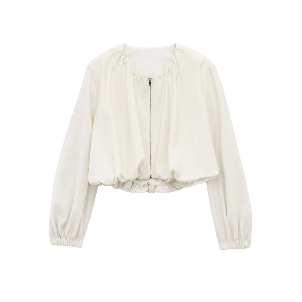 

UNIZERA женская короткая куртка с круглым вырезом и цветочным бутоном с украшением на молнии на весну и лето, новая повседневная женская одежда