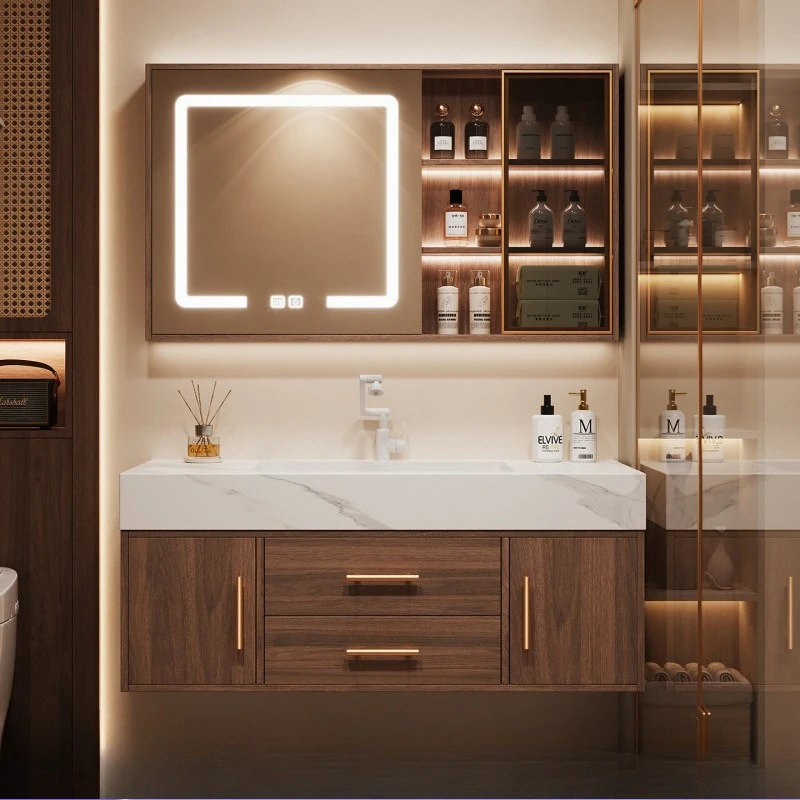 Medieval hotel style bathroom cabinet combination slate ceramic integrated seamless basin bathroom washbasin hand washbasin