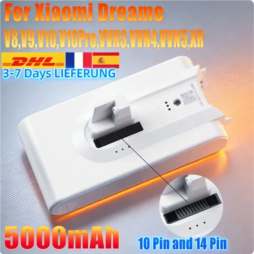 (5000mAh) Ersatz-Staubsauger-Akku - Ersatzbatterie für Xiaomi Dreame V8 V9 V10 V10Pro VVN3 VVN4 VVN5 XR Lithium-Ionen-Akku