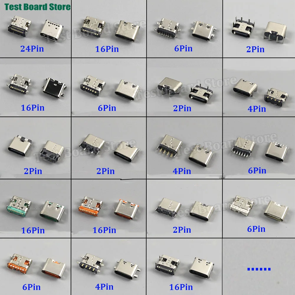 

5/10Pcs USB Connector Type C Female Charging Port Jack 2/4/6/16/24 Pin Type-C Socket PCB Soldering SMD SMT DIY Type C Adapter