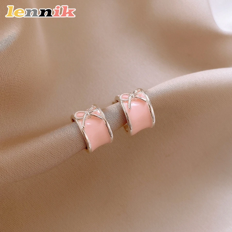 أقراط LENNIK الصيفية الطازجة على شكل حرف C على شكل فيونكة للزيت، ترصيع فاخر، ترصيع متخصص، لافتة للنظر للمواعدة/الشارع، هدية مثالية #6