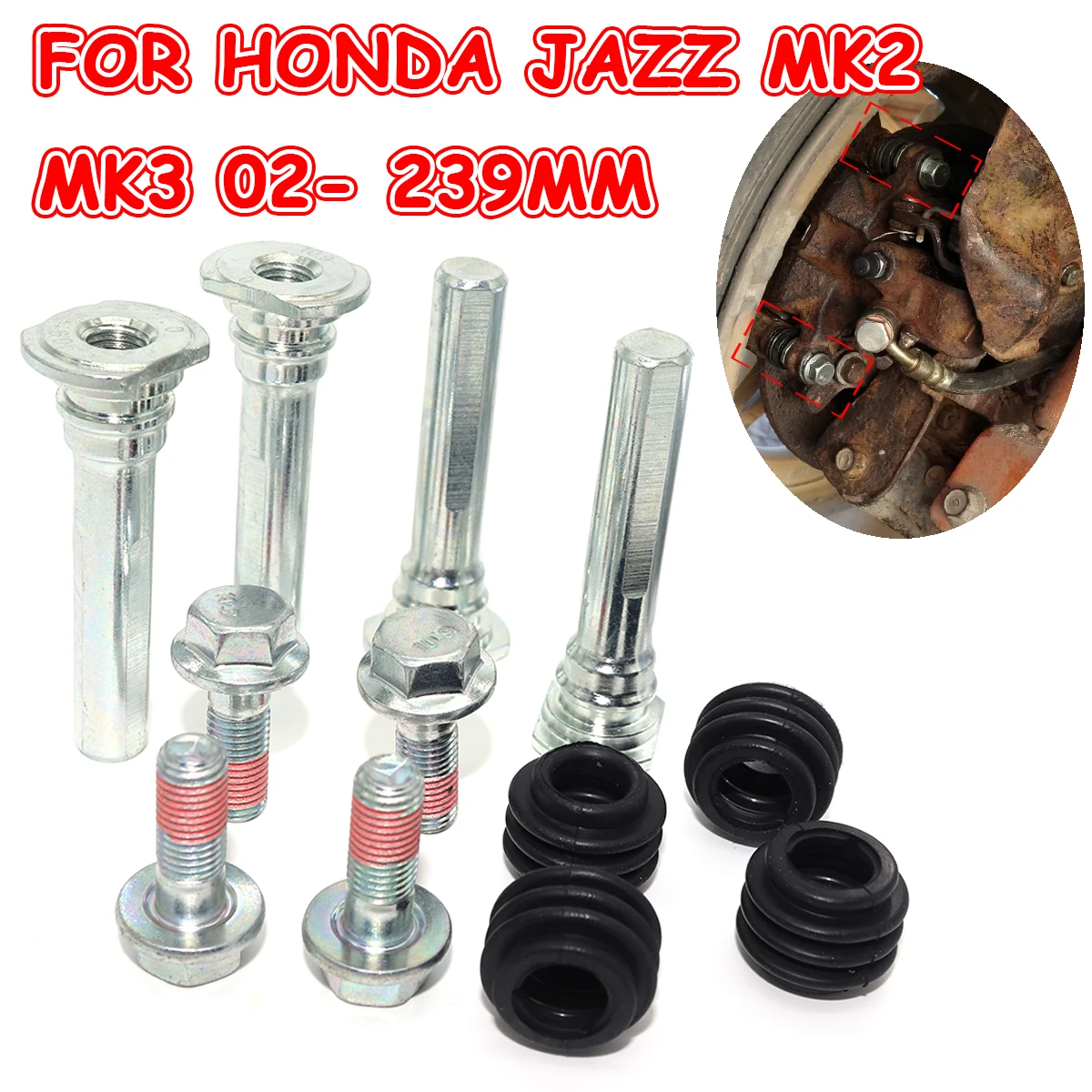 

Rear Lower Left Right Upper Brake Caliper Cylinder Slider Guide Pin For Disc Housing Bolt Kit For HONDA JAZZ MK2 MK3 02- 239MM