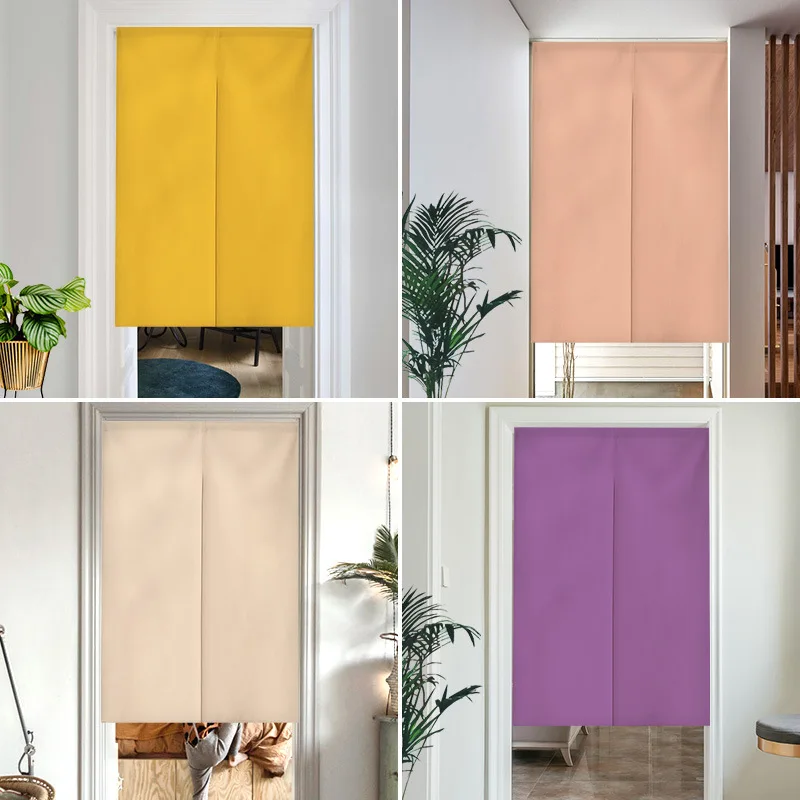 Solid Color Yellow Beige Purple Japanese Simple Half-curtain Kitchen Bedroom Drape Hanging Curtain Restaurant Door Screen Decor