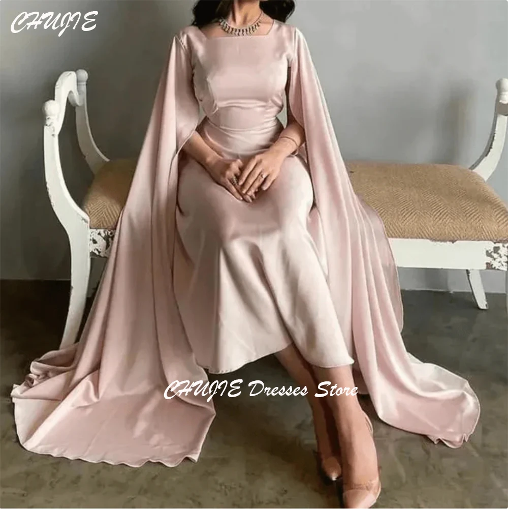 

Светло-розовые вечерние платья Dubai Arabia, струящаяся шаль, длина чая, свадебное платье, женские вечерние платья, платье для выпускного вечера فستان المساء