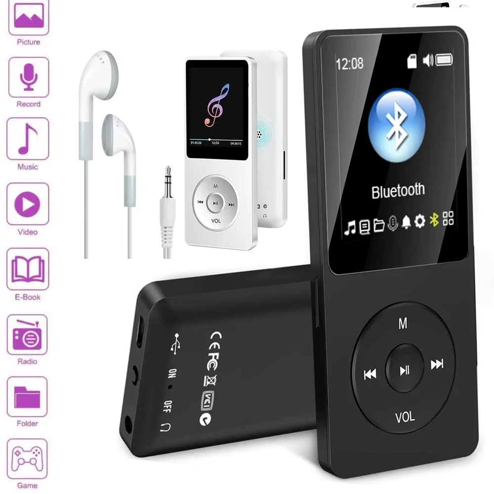 El reproductor MP3/MP4 portátil viene reproductor Bluetooth altavoces de música HIFI tarjeta SD de 16GB MP4 medios grabadora de Radio FM para formato TXT/AMV