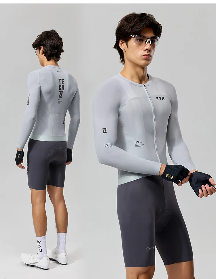 EVR Frühling und Sommer Herren-Radtrikot Langarm-Radshirt Schnelltrocknend Atmungsaktiv für Straßen- und Mountainbike-Radfahren – Detail 15