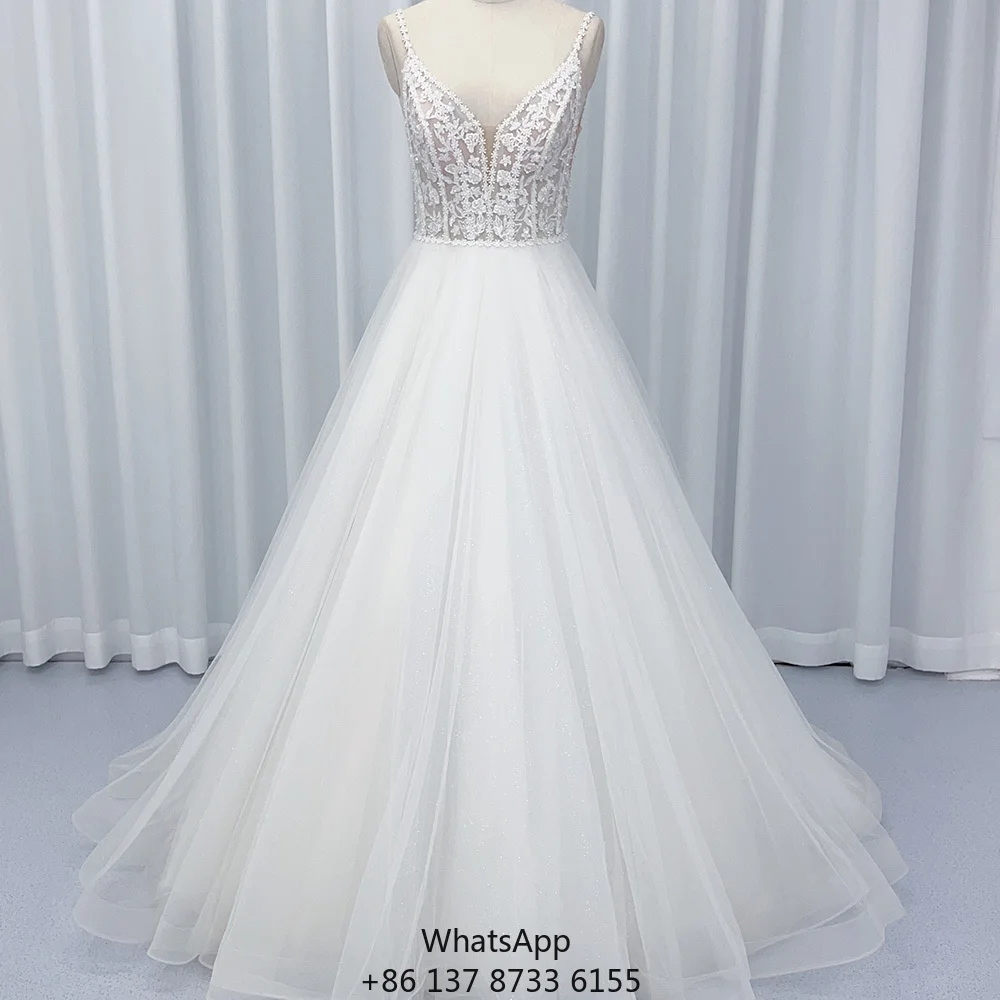 

HX08 Sexy Backless Zipper Floral Flower Wedding Tulle Dresses