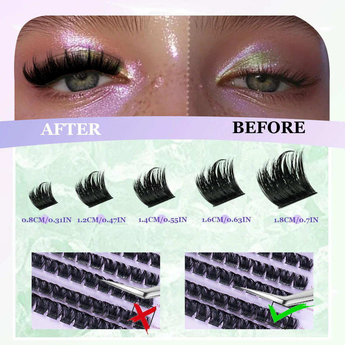 Wimperncluster-Set, DIY-Wimpernverlängerungsset mit Wimpernbindung und Dichtung, Kleberbürste, Pinzette, Wimpernbürste, Großhandel, große Packung