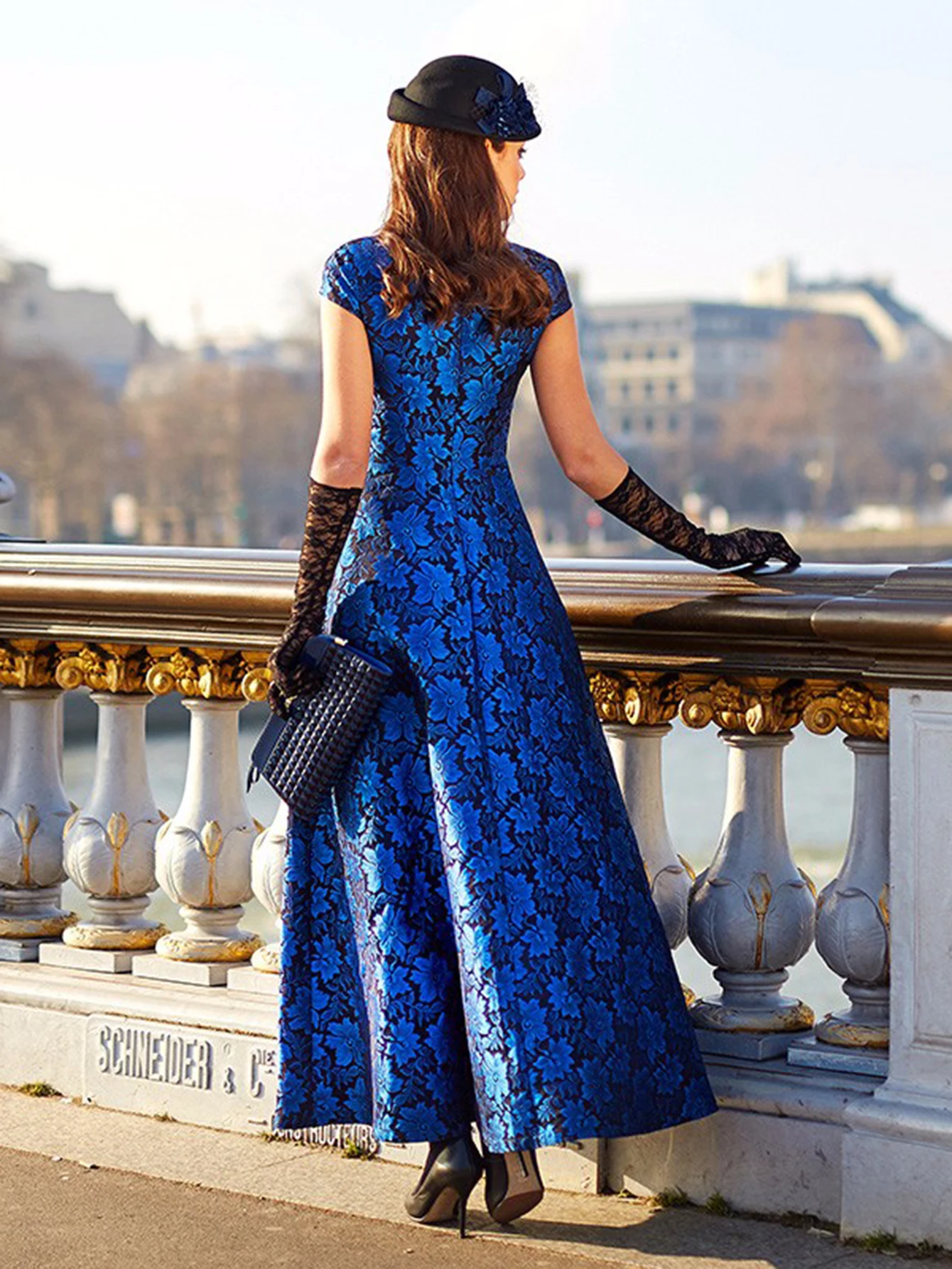 Fashion Women Summer Long Maxi Jacquard Dress Boho Gorgeous Ladies Evening Party Blue Floral Clothes Vintage Vestidos