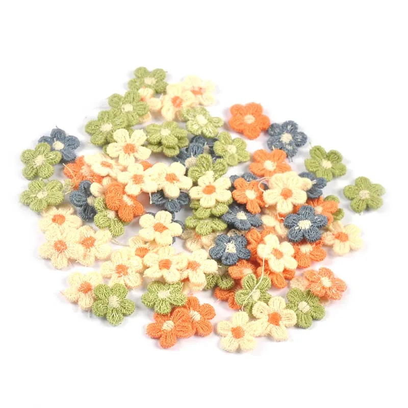 50 pçs mini flor multicolorido apliques para costurar em guarnição roupas diy acessórios artesanais artesanato costura suprimentos decoração para casa 15mm