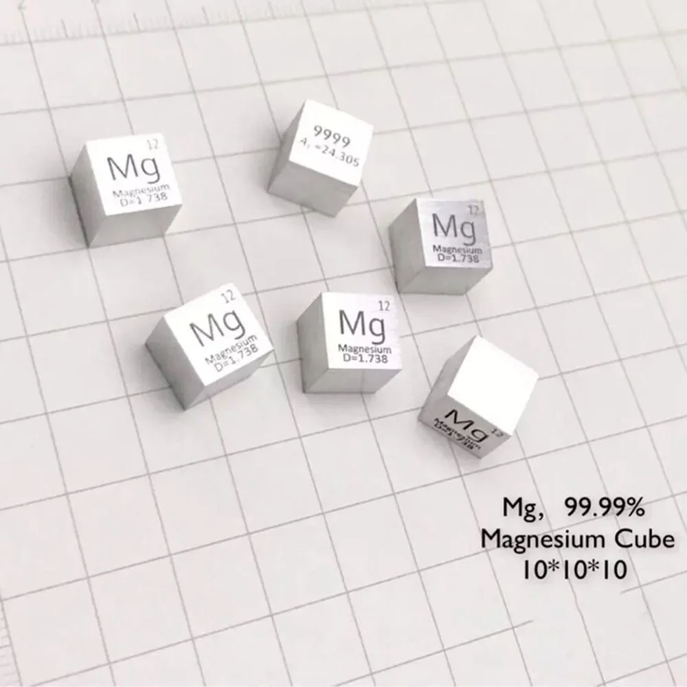 Magnesium Mg Periodic Table Cube 99.99% Pure Length 10mm Weight 1.7g