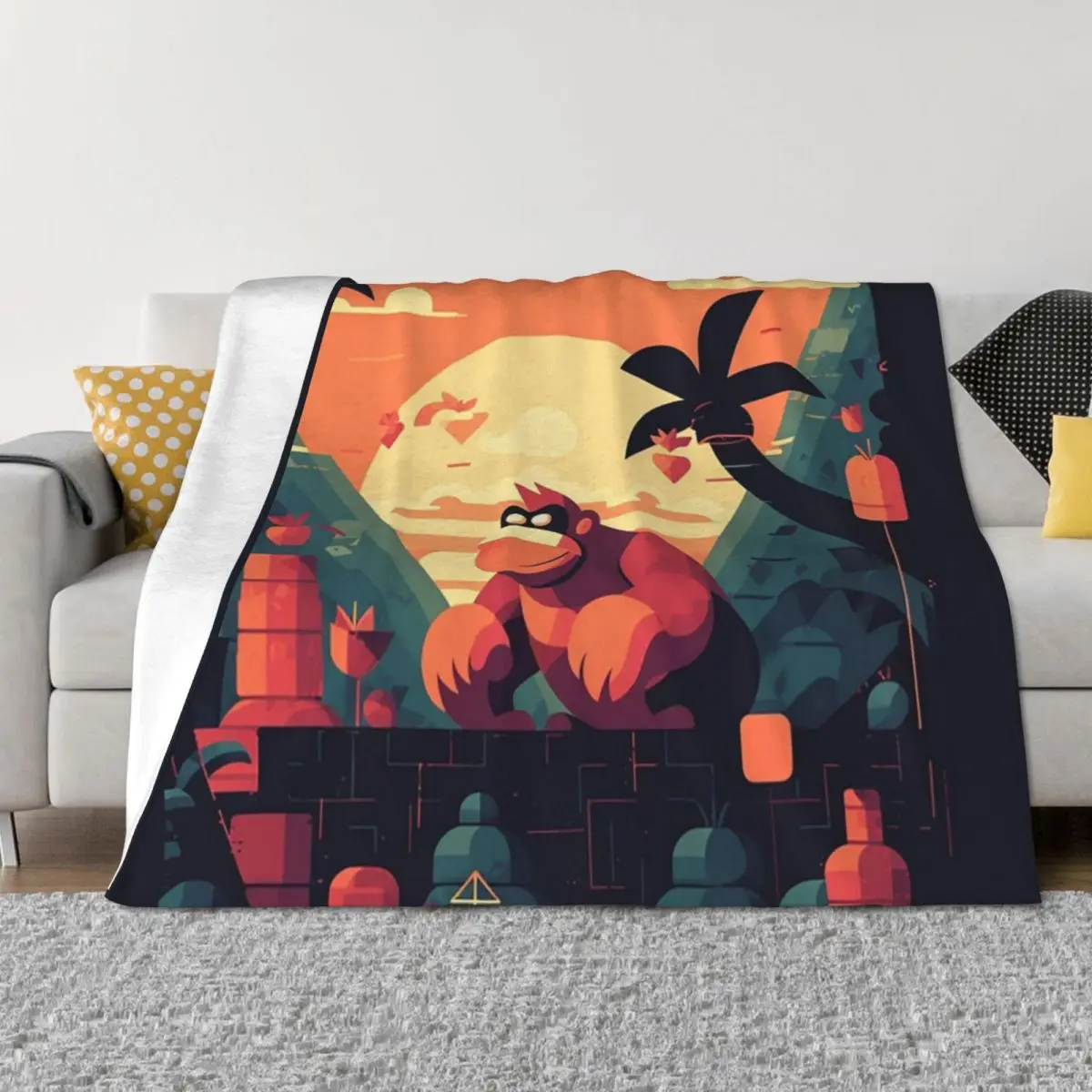 

Retro Kong Sunset Throw Blanket Furrys bed plaid Blankets Sofas Of Decoration christmas gifts Blankets