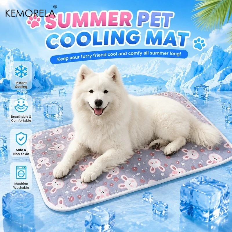 Pet Summer Cooling Latex Pad Cute Cartoon Pattern Cat Dog Sleeping Mat Kennel Ice Silk Cool Mats Floor Sofa Blanket Pet Supplies