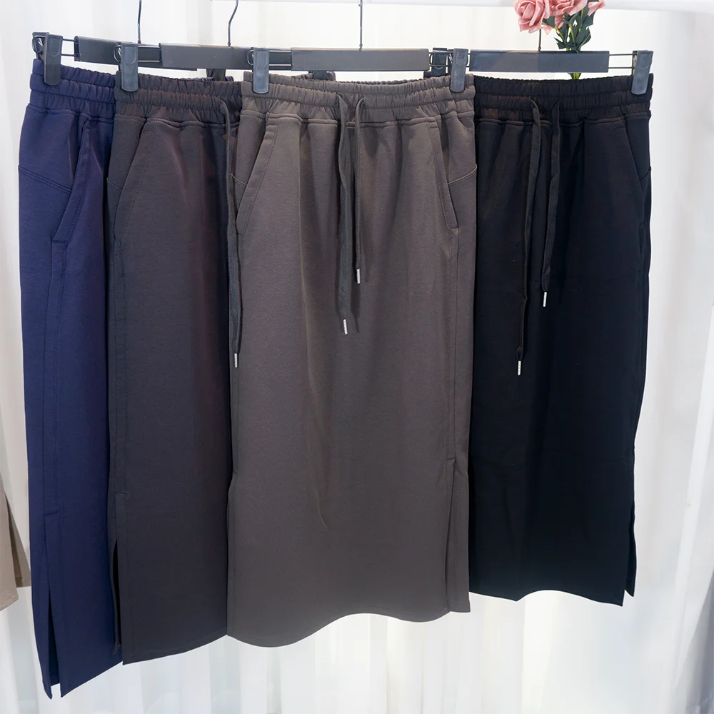 Cross-border New Air Layer Casual Fitness Skirt for Women, Straight Fit, Draped Sports Skirt, Split Yoga Skirt