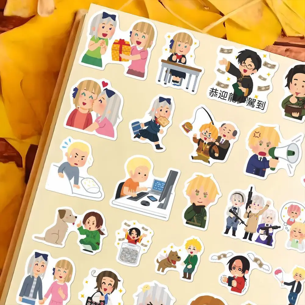 محور القوى Hetalia Irasutoya أنيمي ملصق إيفان فرانسيس ملصقات اللوازم المدرسية طالب القرطاسية المحمول جراب هاتف ديكور #3