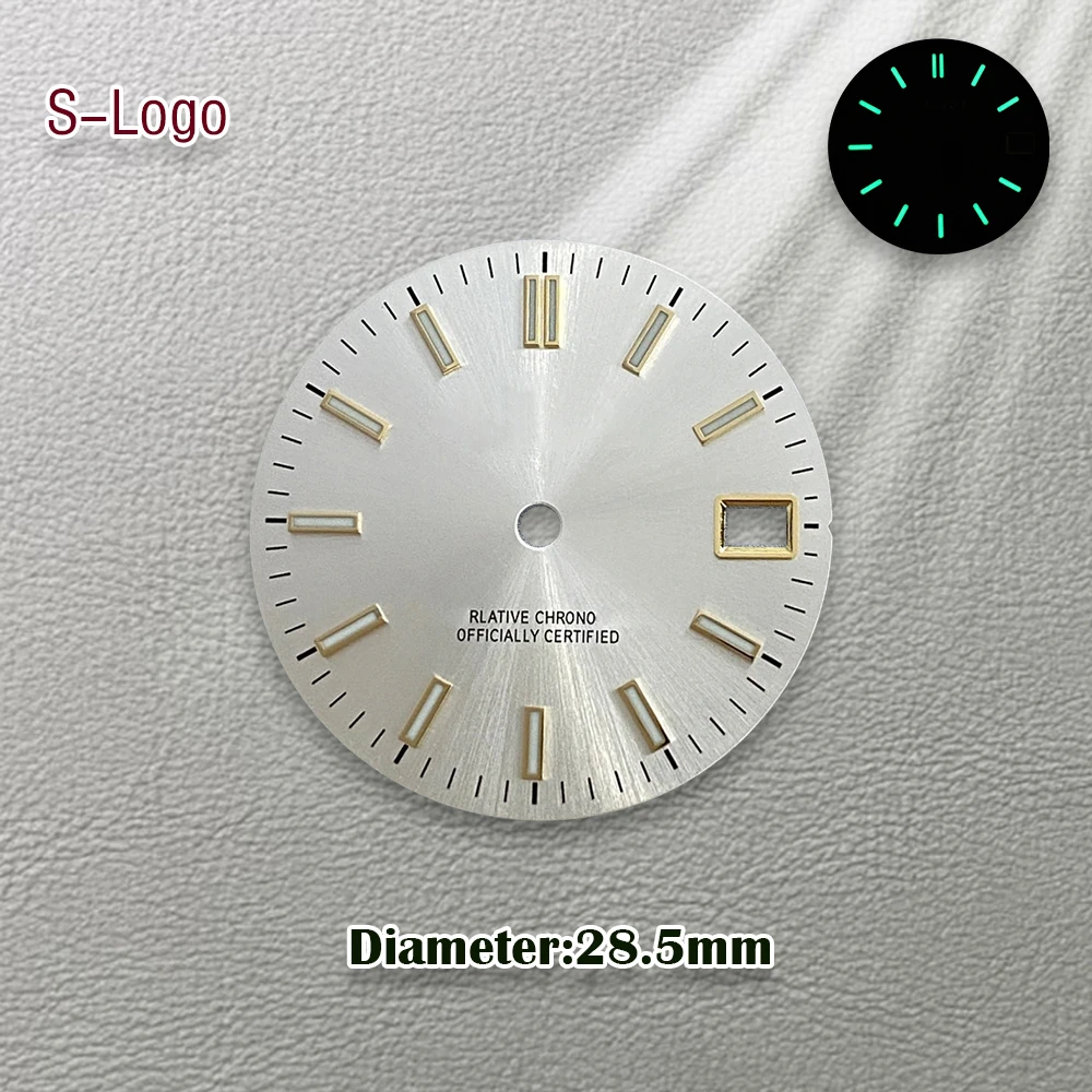 28.5mm S Logo SUB NH35 Dial Fit NH35/NH36/7S/4R Japanese Movement Green Luminous High-Quality Watch Modification Accessories