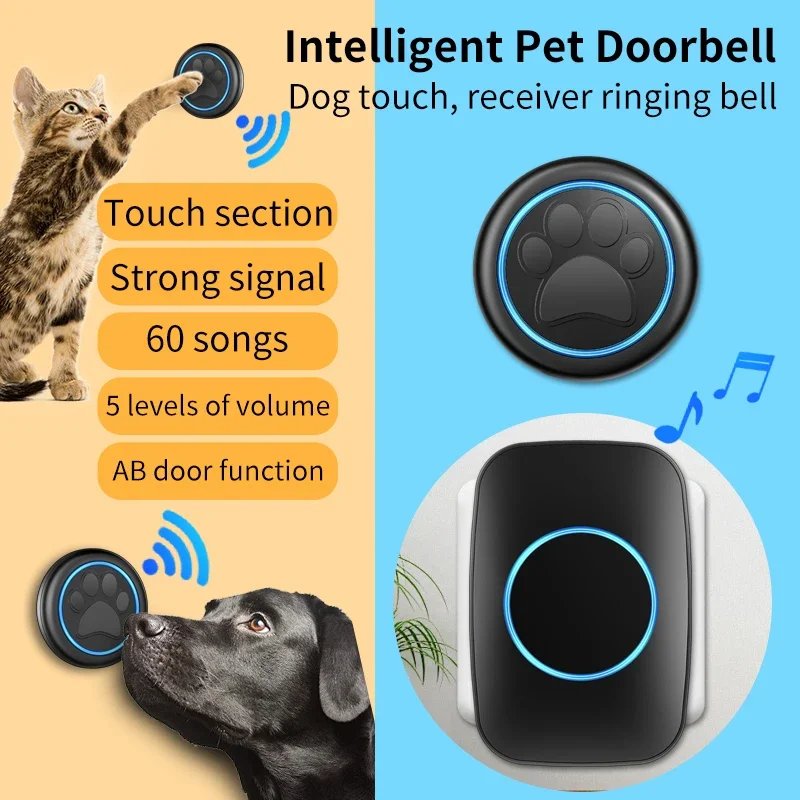 

CACAZI Pet Bell for Training To Go Outside Waterproof Dogs Bell 300 Meters Adjustable Chime 60 Melodies 5 Volumes Touch Bell New