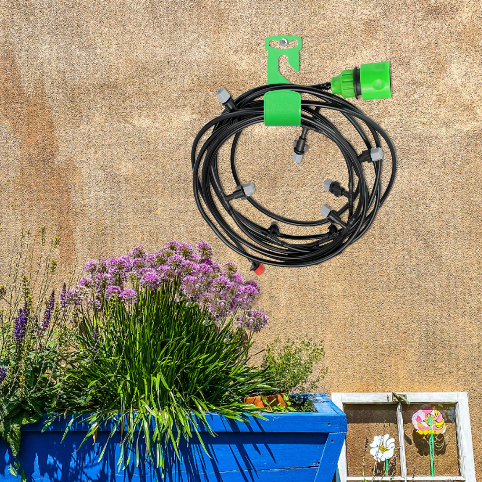 

Telescopic Garden Storage Holder Blue Plastic Wall Mount PP Household Hanging Hook Expandable Outdoor Carrier Rack Garden Hose