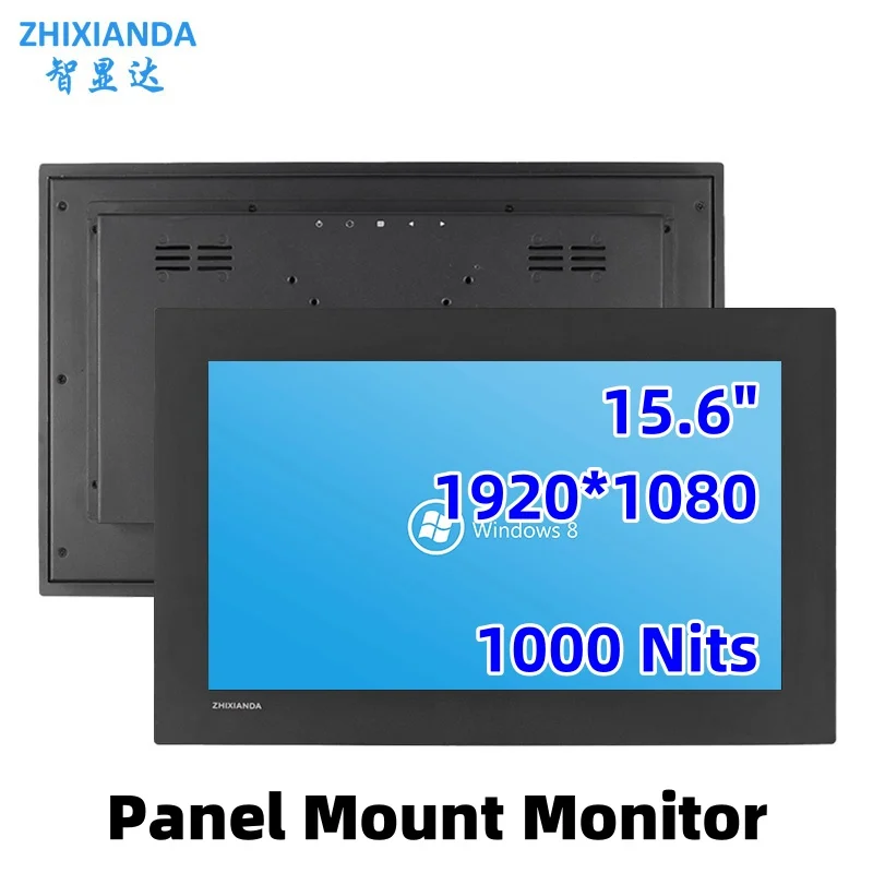 1000 Nits High Brightness 15.6 Inch Panel Mount Monitor Industry LCD Capacitive Touch Screen Display With VGA  HDMI USB Port