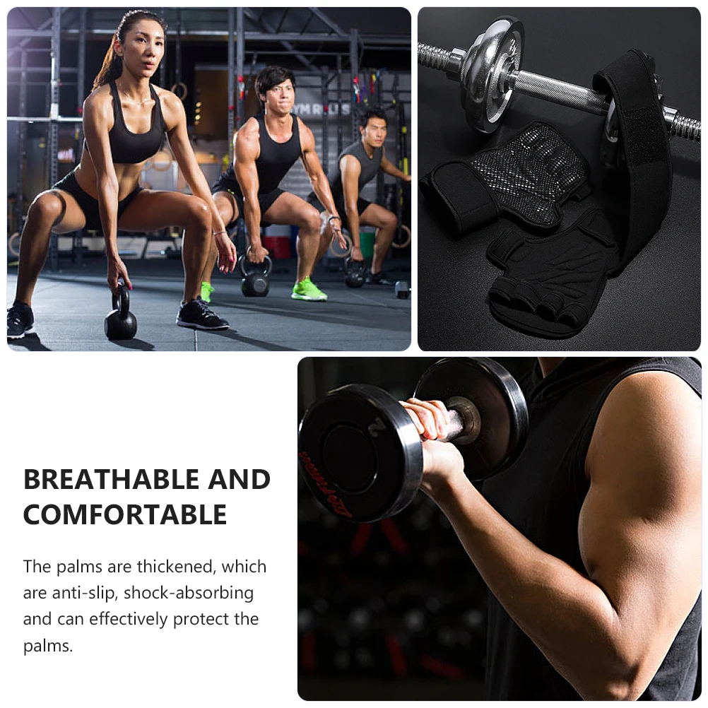 

1 Pair Black Breathable Fitness Gloves Half-Finger Adjustable Wrist Anti-Slip Shock Absorbing Cycling Riding Gym Outdoor Sport