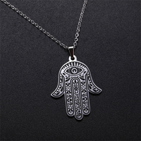 EUEAVAN Vintage Hamsa Hand of Fatima Pendant Necklace Stainless Steel Turkish Evil Eye Necklaces Spirit Lucky Jewelry for Man