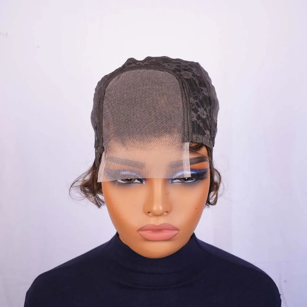 تسليط الضوء على 4x4 إغلاق باروكة من شعر طبيعي قصير للنساء السود 4x4 الدانتيل إغلاق قصيرة ريمي شعر الإنسان بوب شعر مستعار قصير عابث قطع الباروكات #5