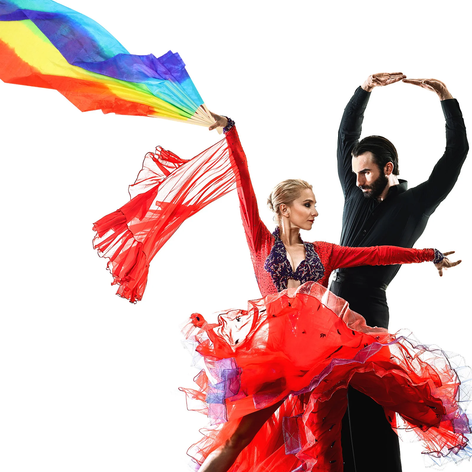 2 قطعة مراوح الرقص فو الحرير طويل الأحمر مراوح اليد تصميم ممتد للرقص الشرقي الصيني المرحلة التقليدية والمهرجان الثقافي #5