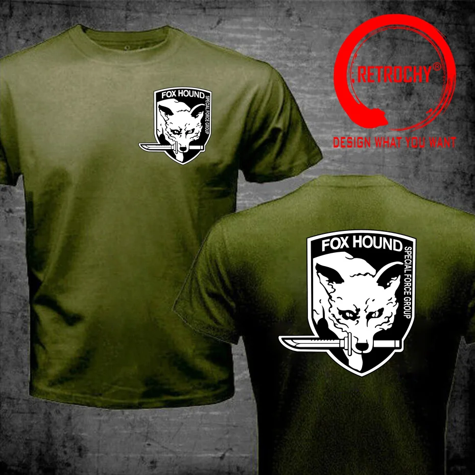 The Metal Solid Snake 5 V Foxhound Special Force Group Fox Hound T-Shirt Hot Selling T Shirt Men Cotton Clothing Print Tee Shirt