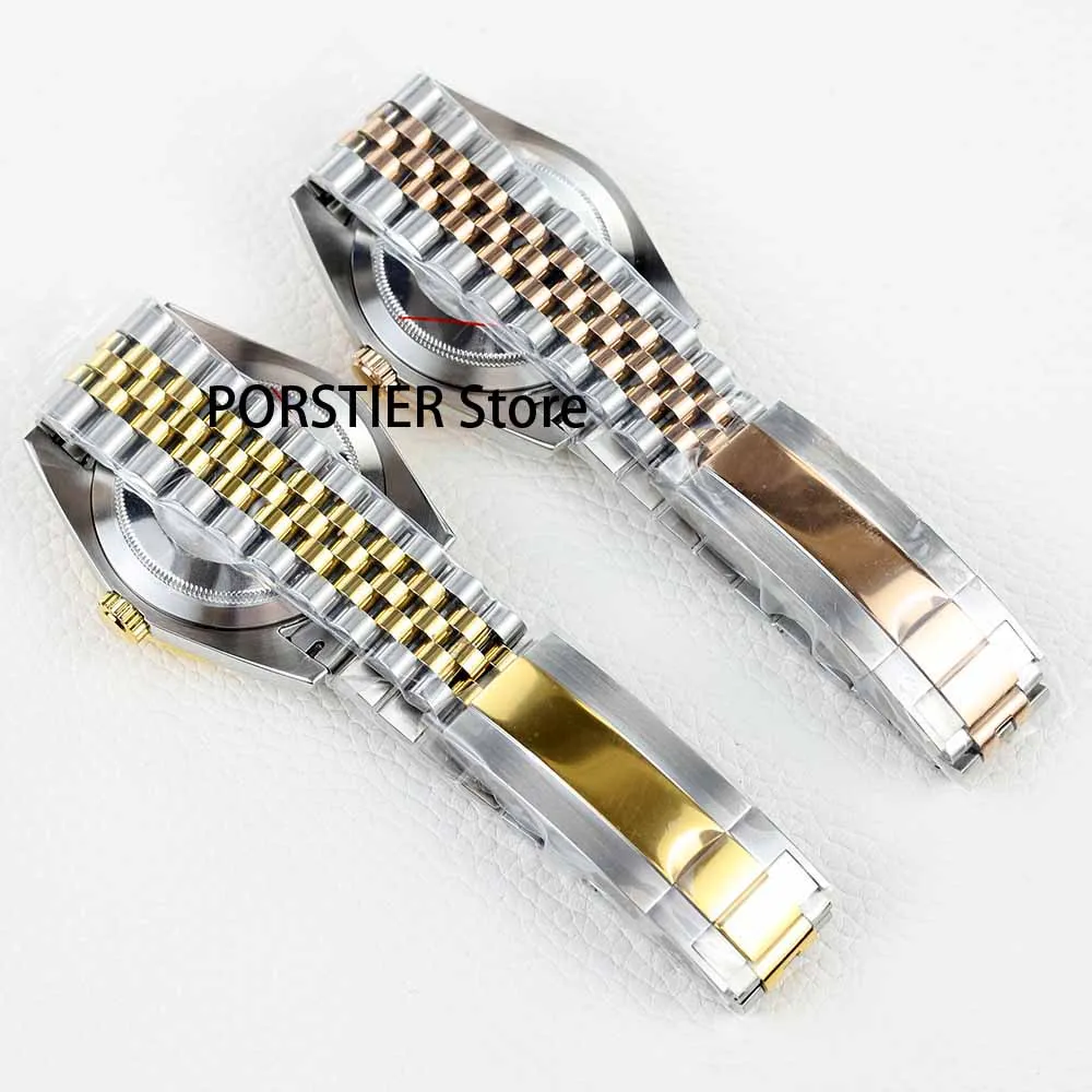 36/39mm rose gold /silver NH35 watch case sapphire glass fit NH35 NH36 movement 28.5mm dial jubilee bracelet stainless steel