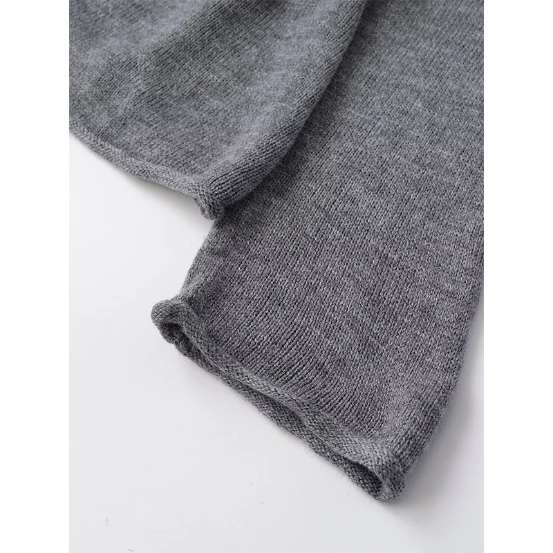 เสื้อคาร์ดิแกนถักแบบมีเข็มขัดสำหรับผู้หญิง แขนยาว คอวี สีเทา สำหรับฤดูใบไม้ผลิและฤดูใบไม้ร่วง