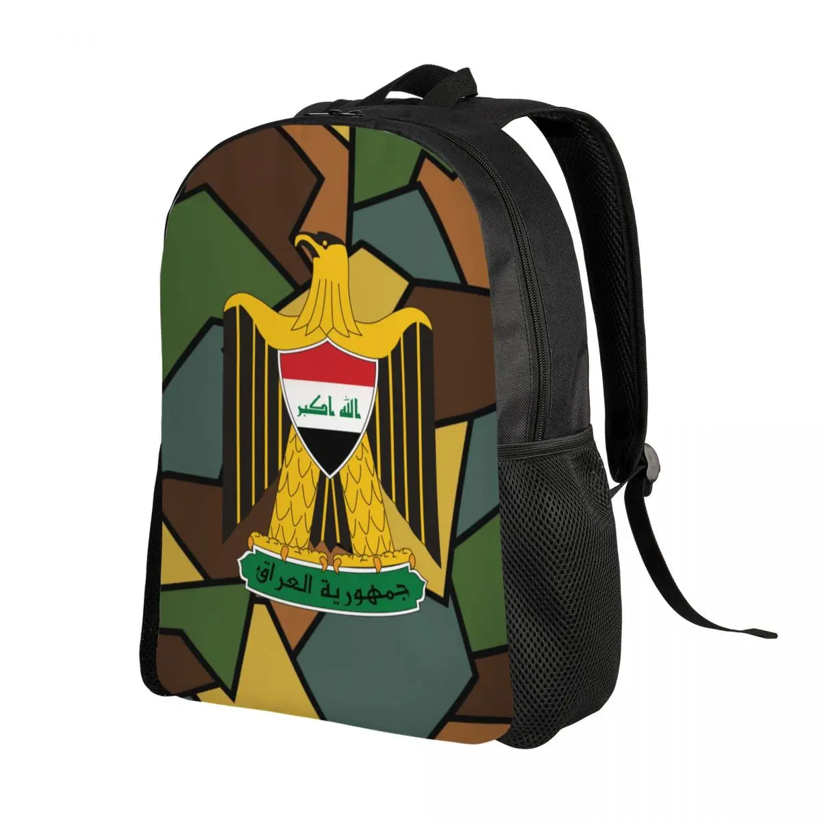 Emblem Of Iraq Travel Backpack Men Women School Computer Bookbag Iraqi Flag Eagle College Student Daypack Bags