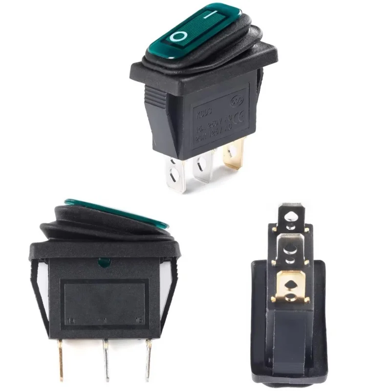 2pcs ship type switch KCD3 3-pin 2-gear integrated silicone waterproof and dustproof switch with light switch button switch
