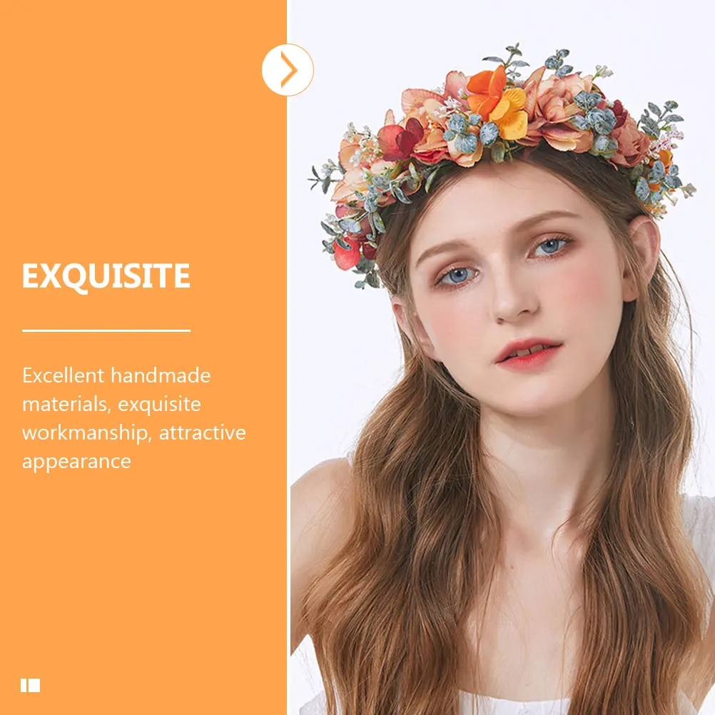 

1pcs Adjustable Floral Wreath Headband Handmade Bridal Accessories Vintage Wedding Party Decoration Camellia Rose Flower Crown