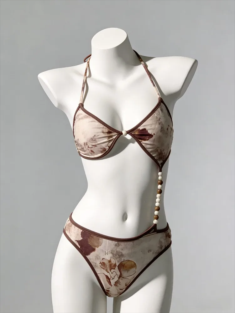 

Sexy Backless Two Piece Bikini Set High Waist Bottom Deep V Neck Stylish Swimwear Beach Bathing Suit for Ladies Vacation 2026