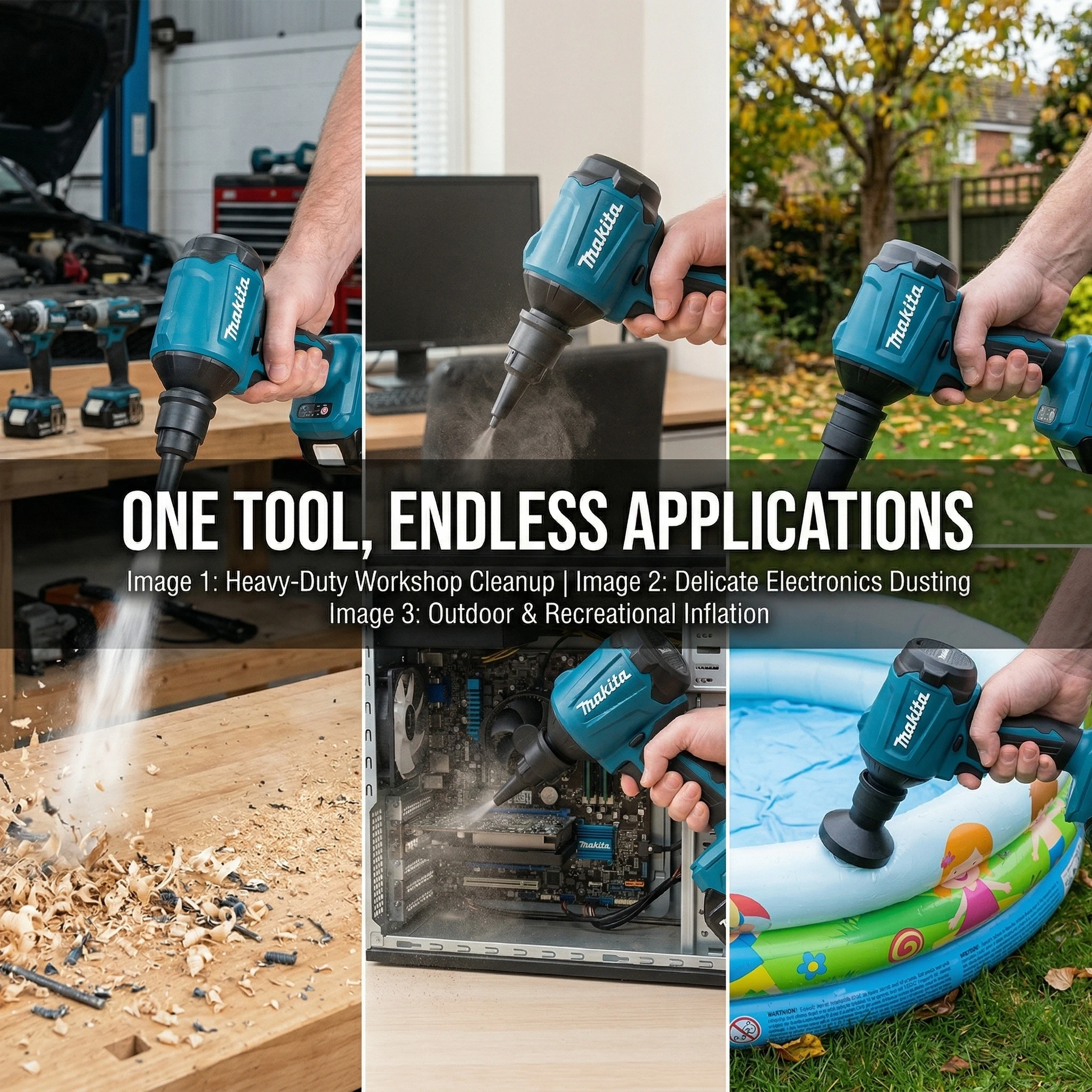 Makita DAS180 18V LXT Brushless Cordless Air Blower Dust Removal Gun Inflator for Workshop and Equipment Cleaning