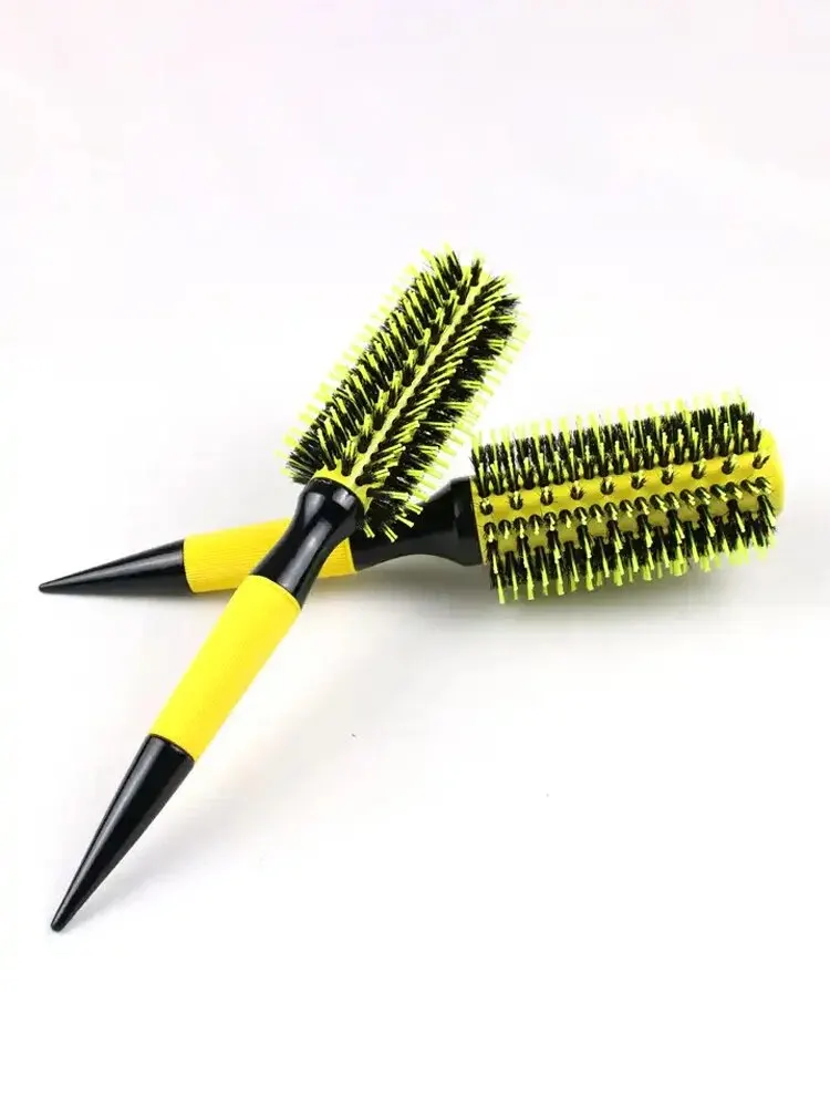 In Stock Yellow Aluminum Tube Bristle Nylon Needle Hair Curling Comb Cross-Border Foreign Trade New Pointed Tail Roller Comb Bra