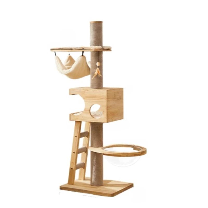 Cat Climbing Frame Does Not Take Up Space Solid Wood Kitten Shelf Multi-layer Cat Tree All Solid Wood Water-based Paint Surface