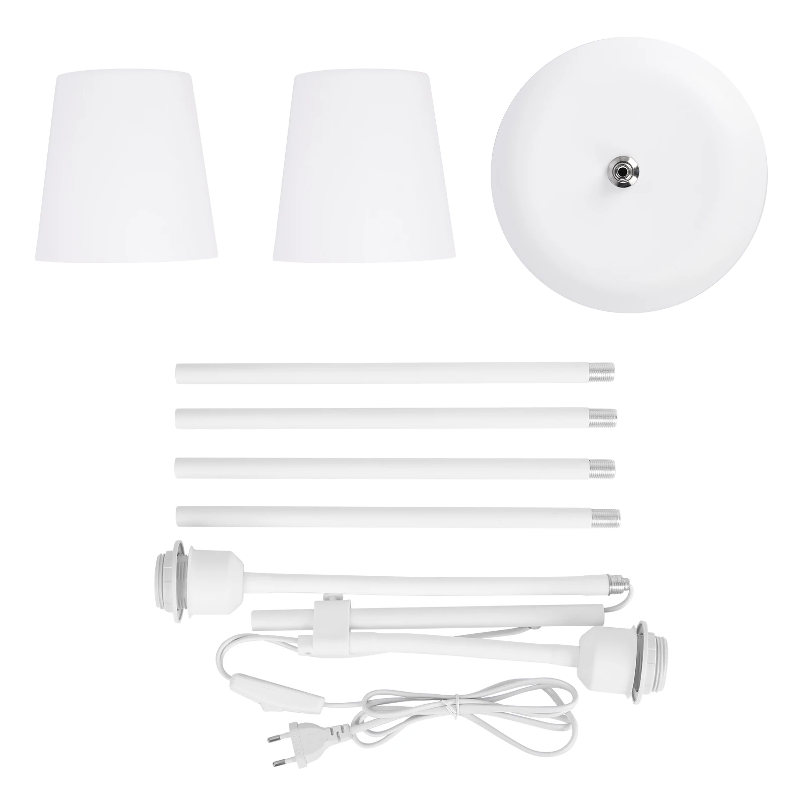 Moderne weiße Stehlampe mit 2 E27-Lampenköpfen, 360 ° Schwenkbare Leselampe, Metall-Stehlampe für Wohnzimmer-Sofa, ohne Glühbirnen – Detail 5