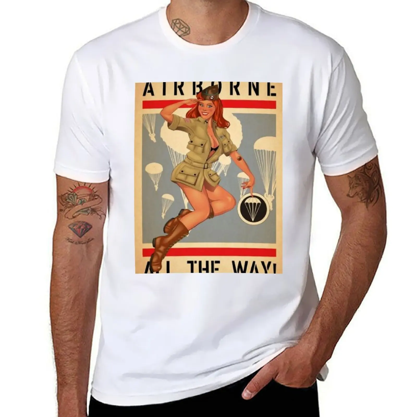 

Airborne all the way T-Shirt cotton t shirts high quality t shirts for man cotton funny T-Shirt