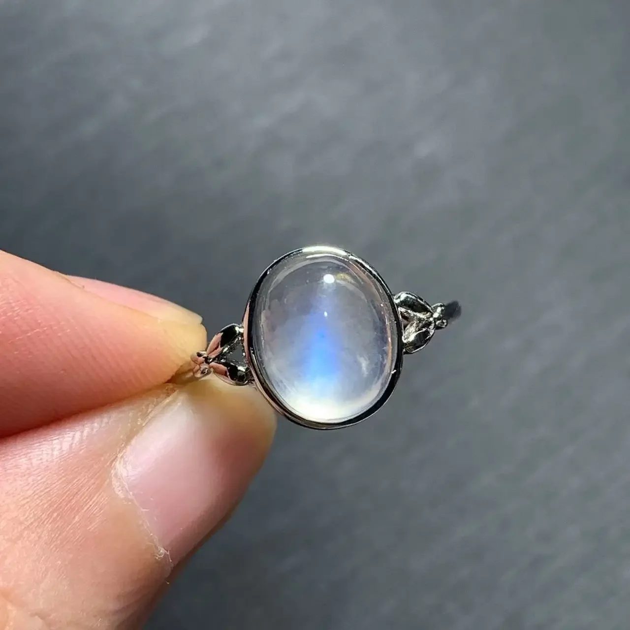 MM Natural BLUE Moonstone Ring Adjustable Female  Ring Jewelry for Women Gift Wholesale High Quality Vintage Fine
