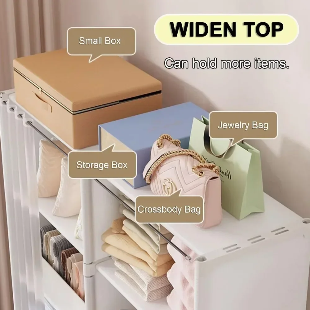 Dustproof Wardrobe Multi-Layer Storage Rack with Curtains Simple Bookshelf Large Capacity Wardrobes Bedroom Fcloset Organizer