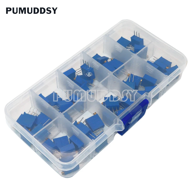 50PCS 3296W Multiturn Trimmer Potentiometer Kit High Precision 3296 Variable Resistor With Free Box Electronic Diy Kit PUMUDDSY