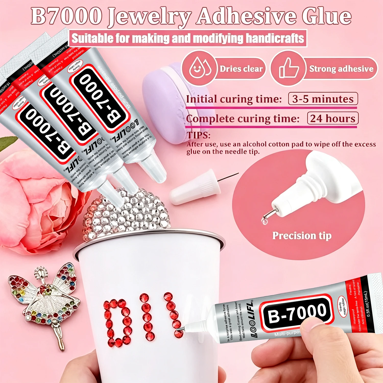 1-8PCS B7000 Glue Multi Purpose Adhesive Strong Transparent Glue For Phone Screen Repair Jewelry Making DIY Crafts Metal Glass