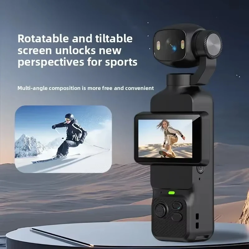 Lenovo ThinkPlus 4K HD Handheld Action Camera 180° Rotatable Lens Anti-shake Portable Pocket Vlog Camera with Fill Light Outdoor