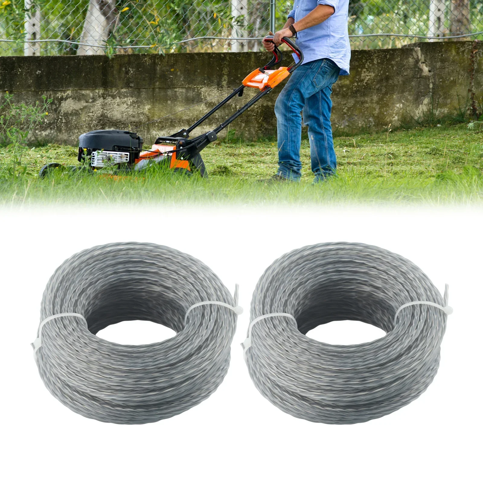 2 Rolls Trimmer Steel Nylon Rope Cord Line Trimmer Brushcutter Long Round Roll Grass Replace Lawn Mower Accessories