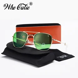 WHO CUTIE Cool American Optical Pilot Sunglasses Men Brand Designer Sunglasses Air Force AO Glass Lens Sun Glasses Male Gift UV