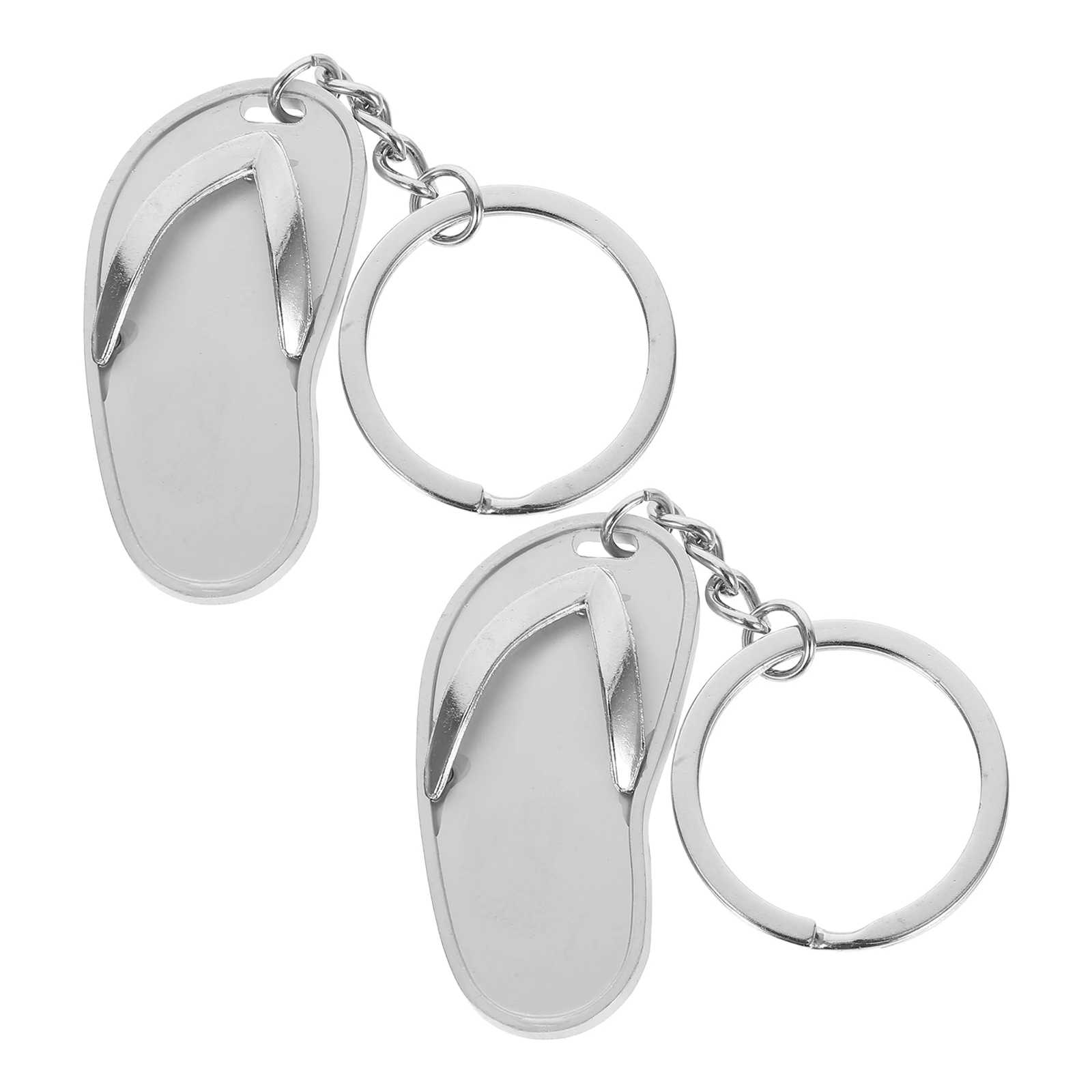 

2pcs Flip Flops Keychain Slipper Design Beach Decoration Metal Jewelry Stainless Steel Bag Pendant Practical Everyday Use Car