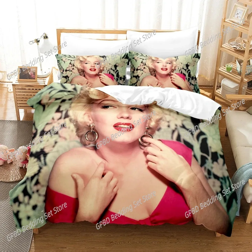 

3D Print Marilyn Monroe Bedding Set,Duvet Cover Comforter Bed Set Quilt Cover Pillowcase,King Queen Twin Size Boys Girls Adults